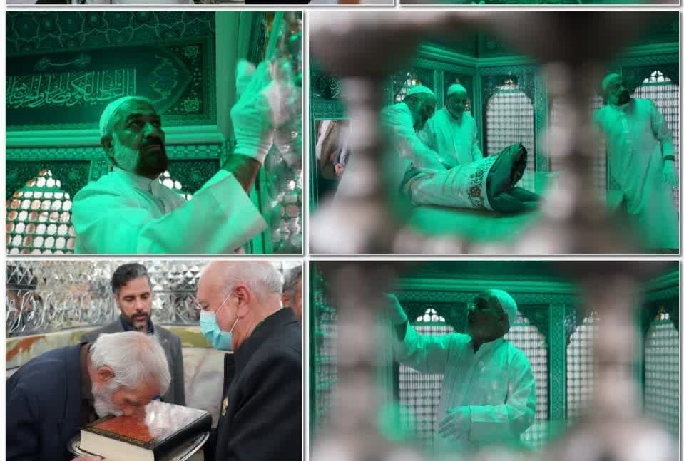 در آستانه سال جدید ضریح مطهر حضرت حسین بن موسی الکاظم(ع) با حضور جمعی از مسئولین فرهنگی غبارروبی شد.