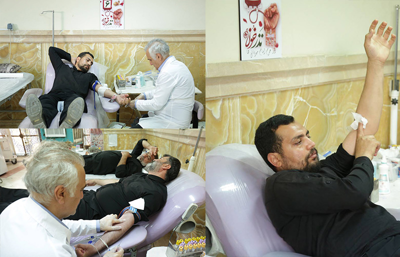  اهدای خون جمعی از خادمان و کارکنان در حرم مطهر رضوی