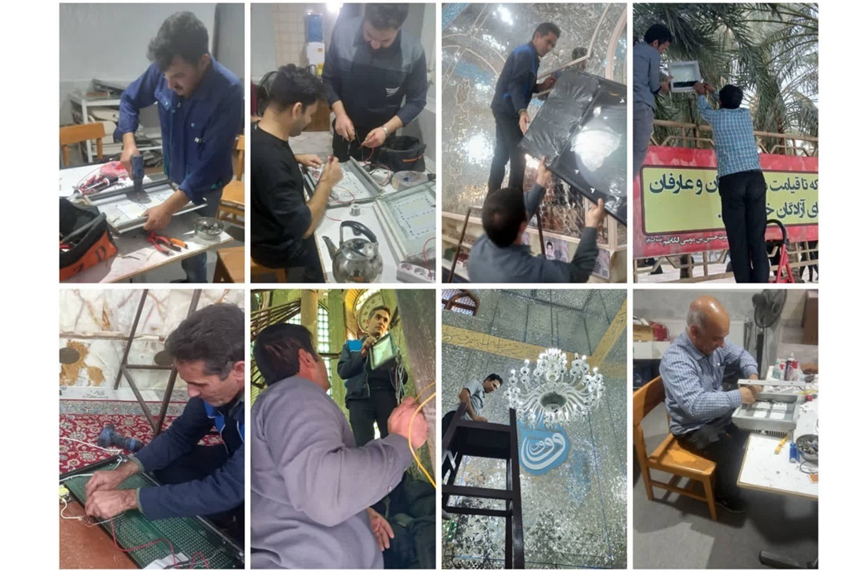 خدمت‌رسانی ۶۰ خادم متخصص برق و تاسیسات در حرم مطهر حضرت حسین بن موسی الکاظم (ع)