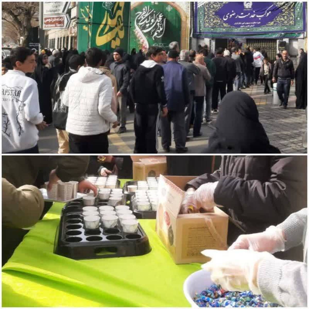 خدمت‌رسانی موکب پذیرایی از زائران حرم علی بن موسی الرضا (ع) در نیمه‌شعبان