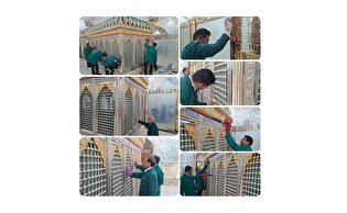 آیین غبارروبی مضجع منور حضرت حسین‌بن‌موسی الکاظم (ع) برگزار شد