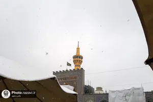 حال و هوای برفی در حرم مطهر رضوی