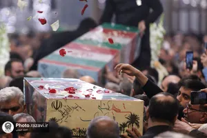 وداع با پیکرهای مطهر 12 شهید گمنام دفاع مقدس در مشهد