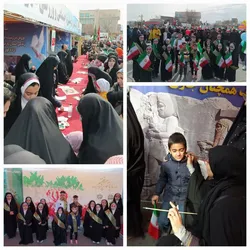 ایجاد حال و هوای امام رضایی توسط قران آموزان اراک در راهپیمایی یوم‌ الله ۲۲ بهمن