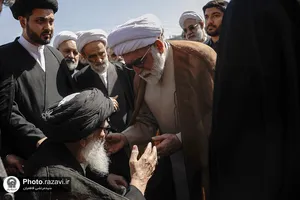 تشییع پیکر همسر آیت الله مرتضوی در حرم مطهر رضوی