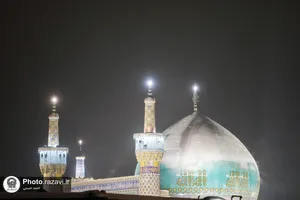 بارش برف شبانگاهی در حرم مطهر رضوی