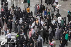 بارش باران بهاری در حرم مطهر رضوی