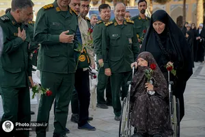 غبارروبی مزار شهدای مدفون در آرامگاه خواجه ربیع مشهد