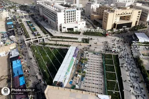 عکس های هوایی از مواکب خدمت رسان به زائرین حرم مطهر رضوی