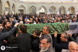 مراسم تشییع پیکر حاج سیدجعفر ماهرخسار در حرم مطهر رضوی