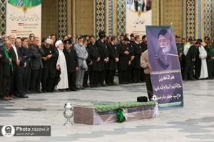 مراسم تشییع پیکر حاج سیدجعفر ماهرخسار در حرم مطهر رضوی