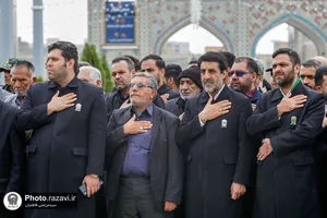 تشییع پیکر شهید مهدی خموشی در حرم مطهر رضوی