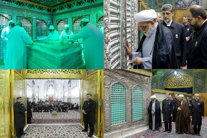 آیین غبارروبی ضریح مطهر رضوی همزمان با سالروز آغاز امامت امام زمان (عج) برگزار شد