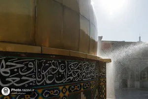 شستشوی گنبد صحن قدس حرم مطهر رضوی