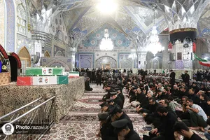 وداع با پیکر شهدای حمله تروریستی رژیم صهیونیستی در حرم مطهر رضوی