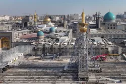 گلدسته 40 ساله صحن جمهوری اسلامی حرم مطهر رضوی جابجا شد 