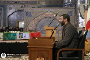 وداع با پیکر شهدای دفاع مقدس و مدافع امنیت در حرم مطهر رضوی