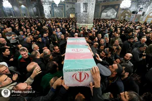 مراسم وداع با پیکر شهدای گمنام دفاع مقدس در حرم مطهر رضوی
