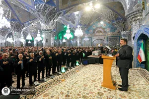 مراسم وداع با پیکر 2 شهید حمله تروریستی کرمان در حرم مطهر رضوی