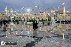 بارش باران بهاری در حرم مطهر رضوی