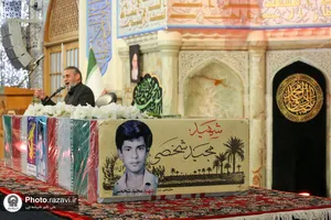 مراسم وداع با پیکر شهید مجید شخصی در حرم مطهر رضوی
