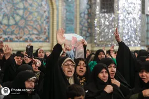 مراسم تشییع شهیده معصومه کرباسی در حرم مطهر رضوی