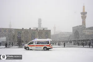 بارش برف در حرم مطهر رضوی