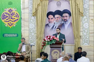 مراسم جشن عید ولادت پیامبر اکرم صلی&zwnj;الله&zwnj;و&zwnj;علیه&zwnj;وآله در تالار ولایت حرم مطهر رضوی 