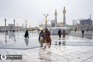 بارش باران بهاری در حرم مطهر رضوی