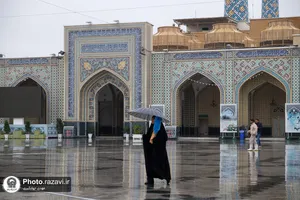 بارش باران پاییزی در حرم مطهر رضوی