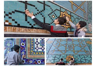 مسجد گوهرشاد حرم مطهر رضوی با حضور جمعی از دانش‌آموزان پسر غبارروبی شد