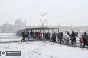 بارش برف در حرم مطهر رضوی