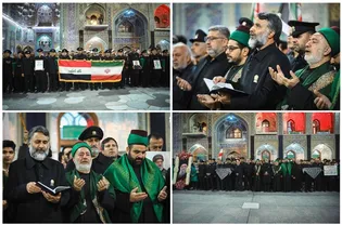 Imam Hussein Shrine servants gather at Imam Reza Shrine for Tawassul prayer recitation