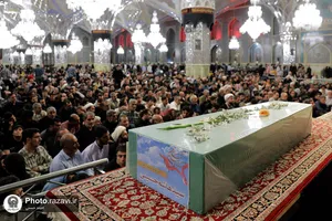 مراسم وداع با پیکر شهید سیدهاشم حسینی در حرم مطهر رضوی