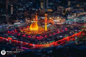 تصاویر هوایی از بین&zwnj;الحرمین در شب اربعین حسینی