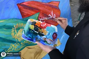 اجرای نقاشی &laquo;پرچم بر زمین نمی&zwnj;افتد&raquo; در میدان شهدای بیروت