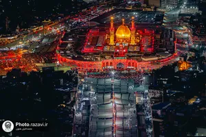تصاویر هوایی از بین&zwnj;الحرمین در شب اربعین حسینی