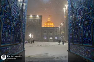 بارش برف پاییزی در حرم مطهر رضوی