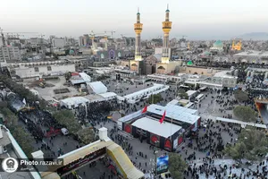 عکس های هوایی از مواکب خدمت رسان به زائرین حرم مطهر رضوی