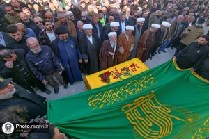 تشییع پیکر شهردار نبطیه لبنان با حضور خدام حرم مطهر رضوی