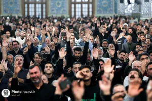 مراسم وداع با پیکر شهدای گمنام دفاع مقدس در حرم مطهر رضوی