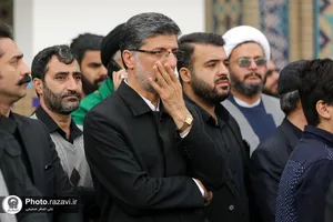 مراسم تشییع پیکر حاج سیدجعفر ماهرخسار در حرم مطهر رضوی