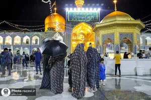 بارش باران بهاری در حرم مطهر رضوی