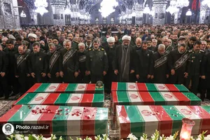وداع با پیکرهای مطهر 12 شهید گمنام دفاع مقدس در مشهد