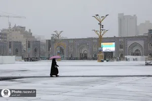 بارش برف در حرم مطهر رضوی