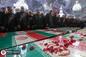 وداع با پیکرهای مطهر 12 شهید گمنام دفاع مقدس در مشهد
