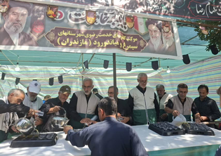 موکب مازندرانی‌ها پای کار عزاداران وداع با رهبر شهید ایران در مشهد