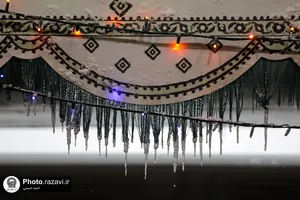 بارش برف شبانگاهی در حرم مطهر رضوی
