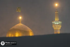 بارش برف پاییزی در حرم مطهر رضوی