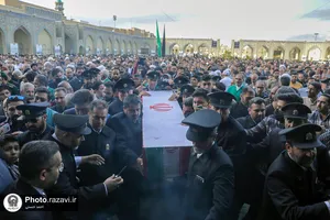تشییع پیکر شهید غیرت &laquo;حمیدرضا الداغی&raquo; در حرم مطهر رضوی